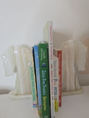 Vintage Alabaster Horse Head Bookends
